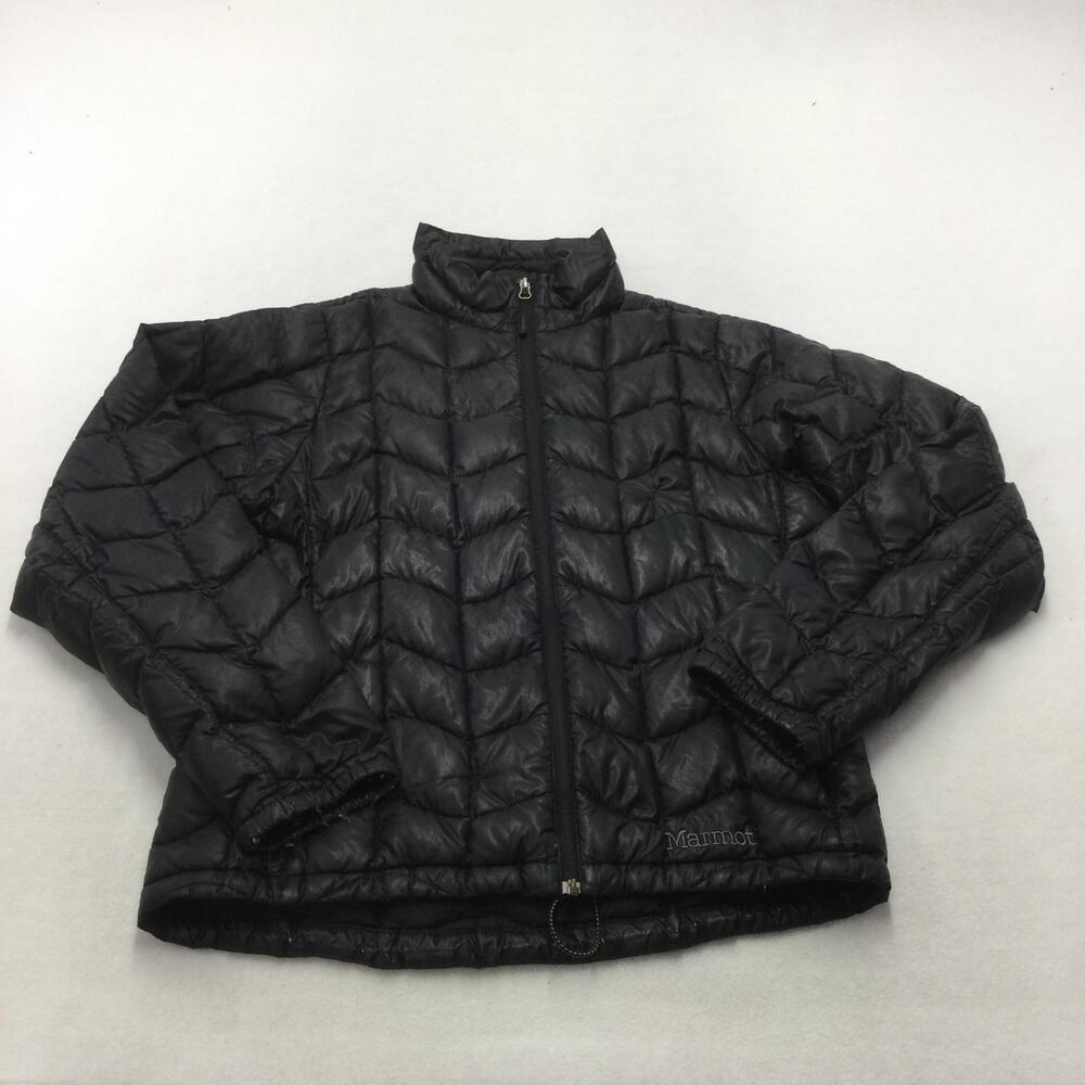 Marmot Jacket Mens Large Black Down Puffer Full Zip Lightweight Outdoor Hiking